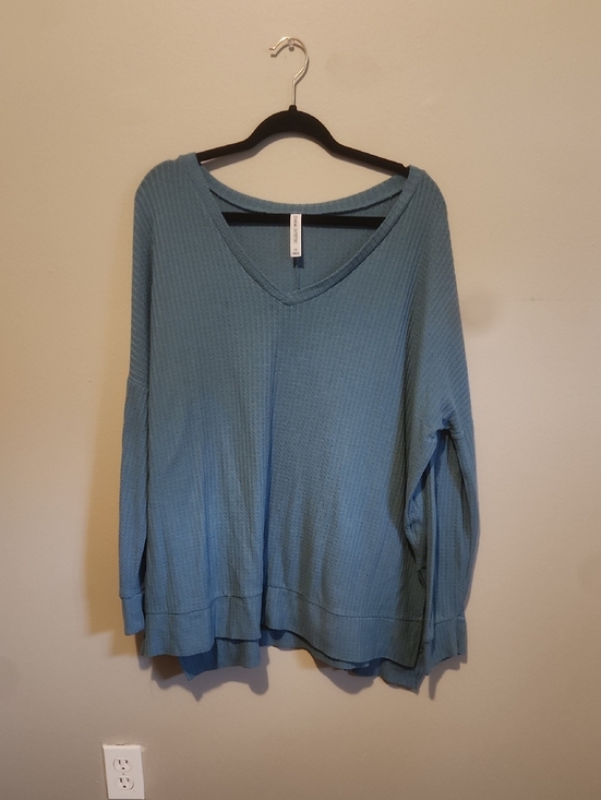 Zenana Outfitters Tops - Zenana Outfitters Light Teal Waffle Knit Top